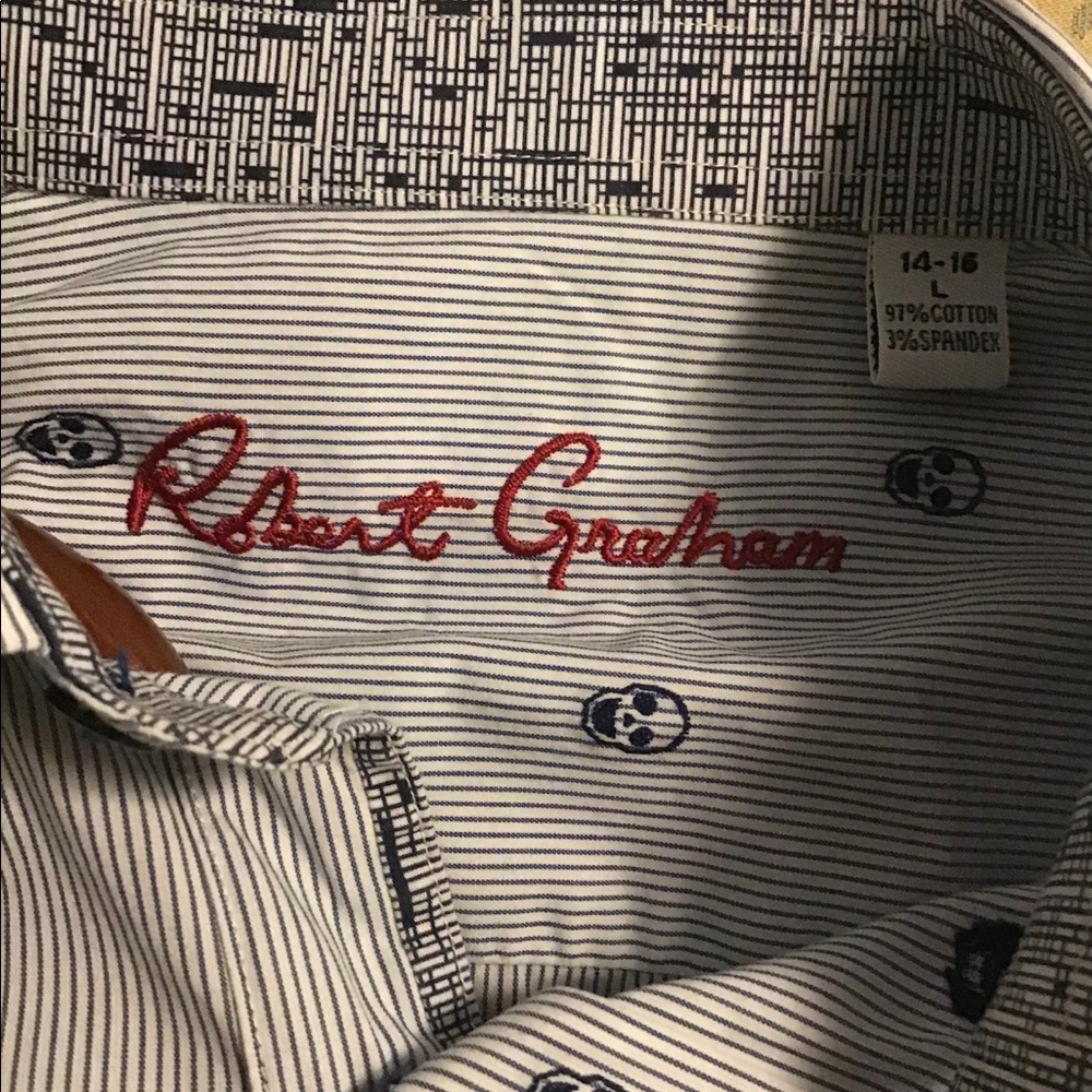 Robert Graham boys button down skull Large 14-16 - Picture 4 of 5